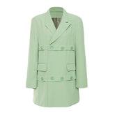 Artistic Notch Lapel Button Deco Longline Layered Oversized Blazer